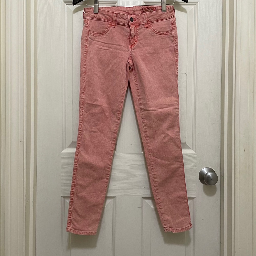 Siwy Hannah‎ Skinny Jeans Air Kiss Pink Coral Low Rise Size 26 USA Made Y2K Boho